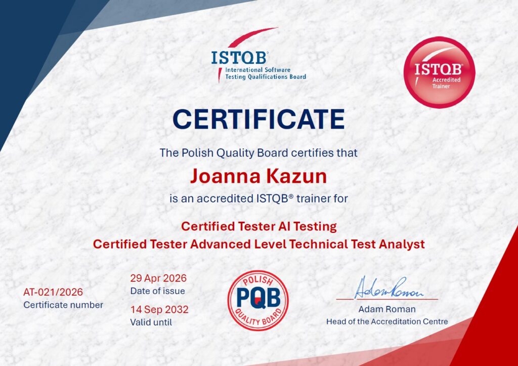 ISTQB® Certyfikowany Tester - Testowanie AI (CT-AI)